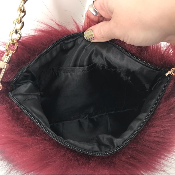 Red and Black Furry Convertible Shoulder Bag - Picture 7 of 10